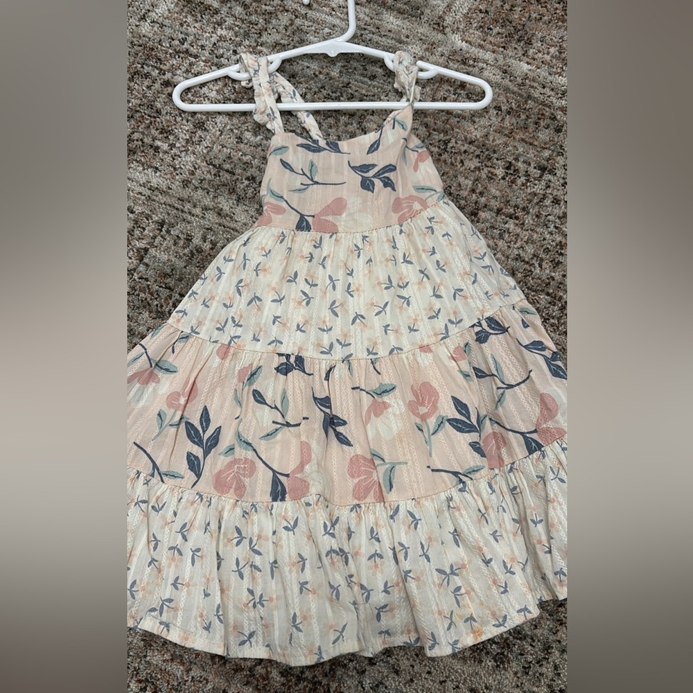 Catherine Malandrino Floral Kids Dress - Cream and Pink